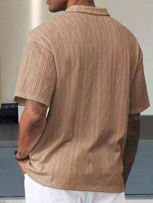Shirt - Men's trendy Solid Color Jacquard Polo design, Soft Fabric.